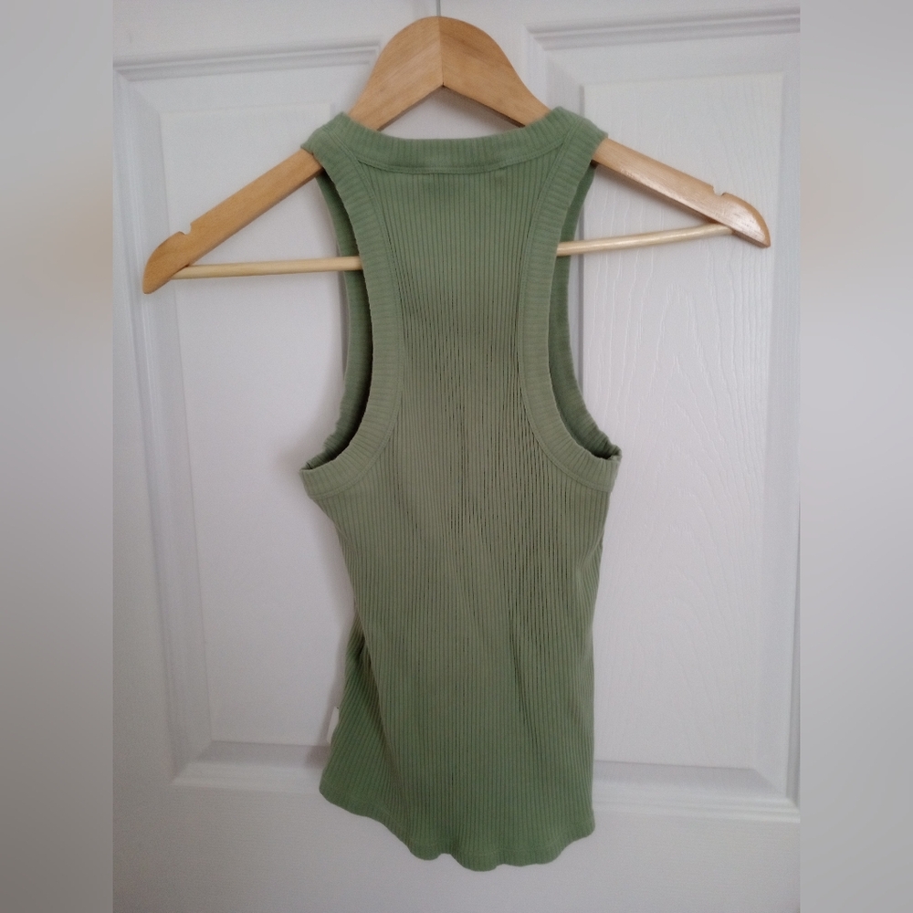 Calvin Klein Woven Label Racerback Rib Tank Top in Green Haze Size X Small - Picture 5 of 6